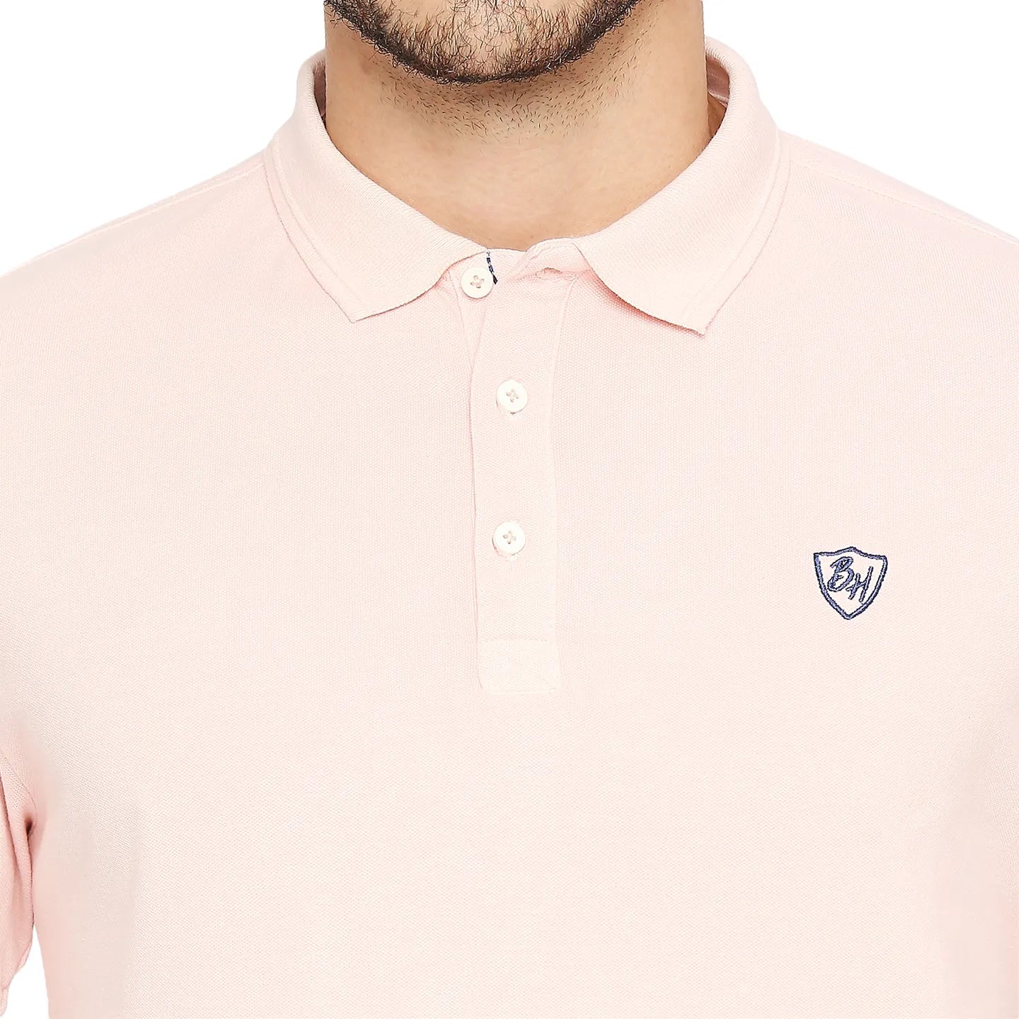 Being Human Clothing Men Regular Fit Polo Neck T-Shirts-Pale Pink