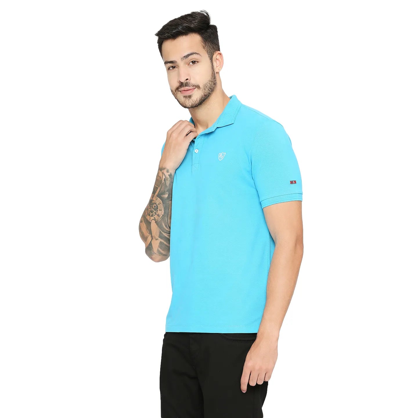 Being Human Clothing Men Regular Fit Polo Neck T-Shirts-Scuba Blue