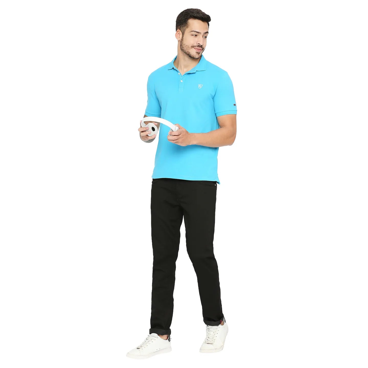 Being Human Clothing Men Regular Fit Polo Neck T-Shirts-Scuba Blue