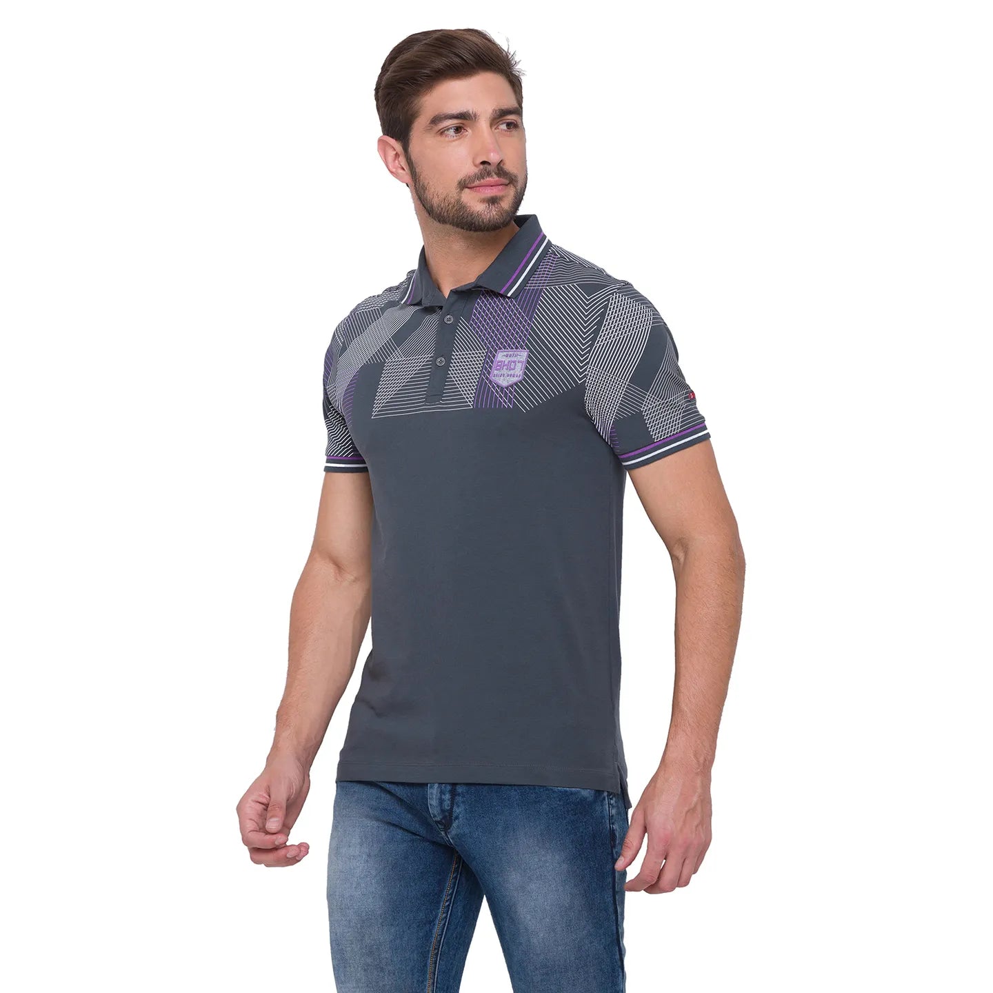 Being Human Clothing Men Regular Fit Polo Neck T-Shirts-Charcoal