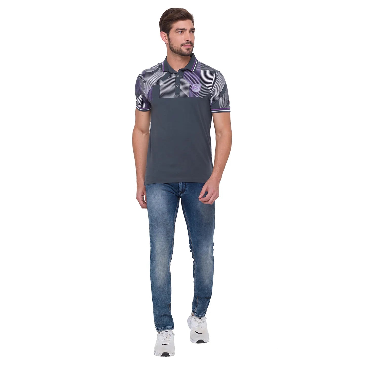 Being Human Clothing Men Regular Fit Polo Neck T-Shirts-Charcoal