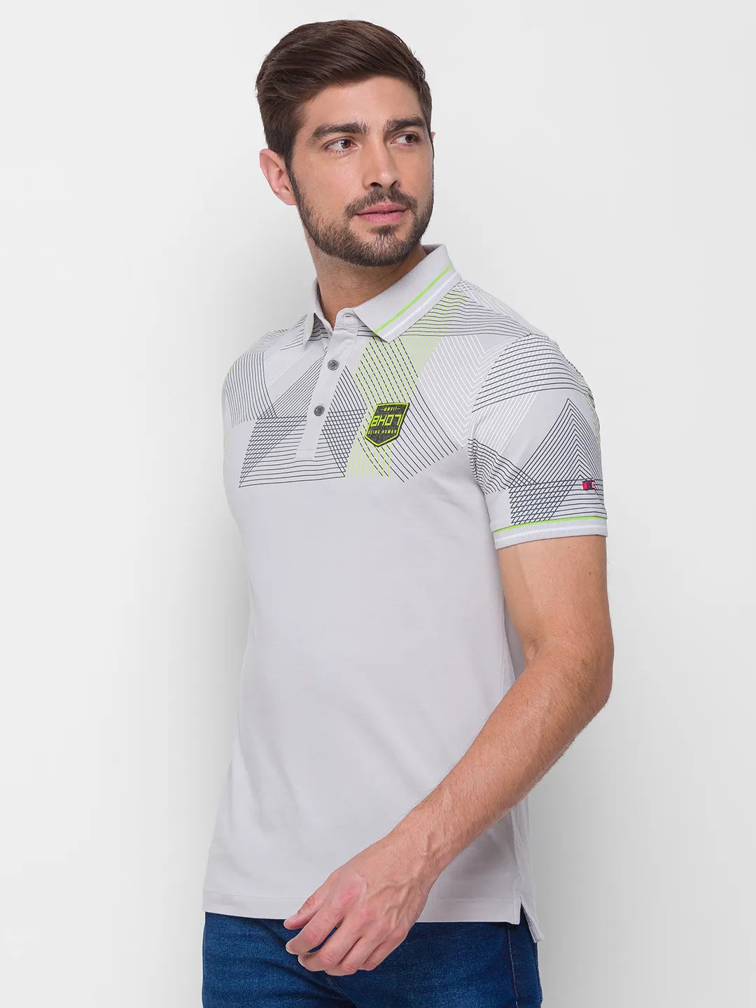 Grey Regular Fit Men's Polo T-Shirt by Being Human Clothing