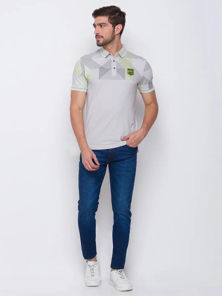 Grey Regular Fit Men's Polo T-Shirt by Being Human Clothing
