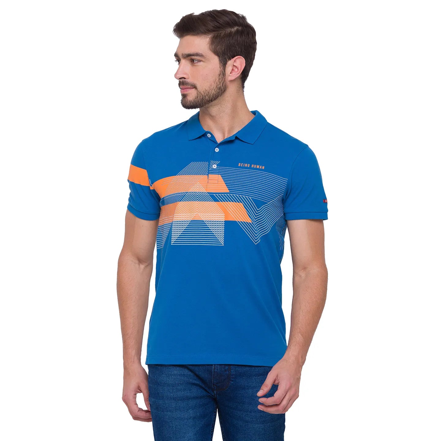 Being Human Clothing Men Regular Fit Polo Neck T-Shirts-Marine Blue