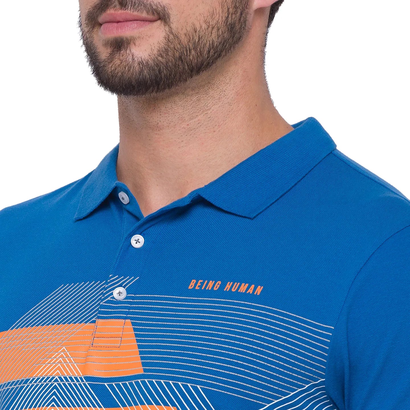 Being Human Clothing Men Regular Fit Polo Neck T-Shirts-Marine Blue