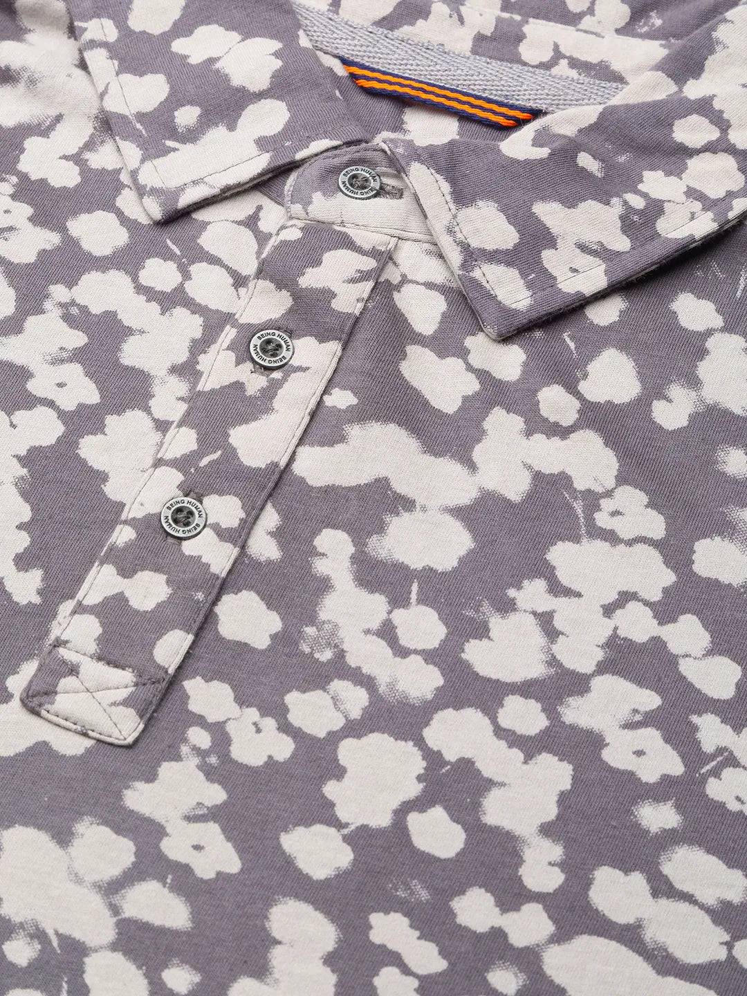 Grey Slim Straight Fit Men's Polo T-Shirt by Being Human Clothing