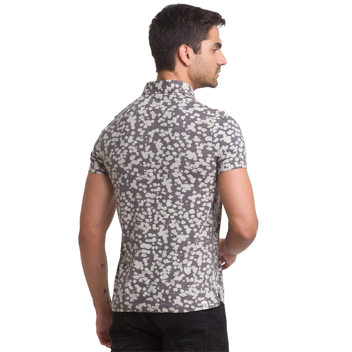 Grey Slim Straight Fit Men's Polo T-Shirt by Being Human Clothing