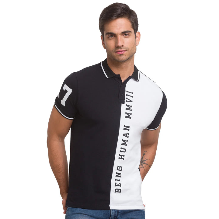 Black Slim Straight Fit Men's Polo T-Shirt