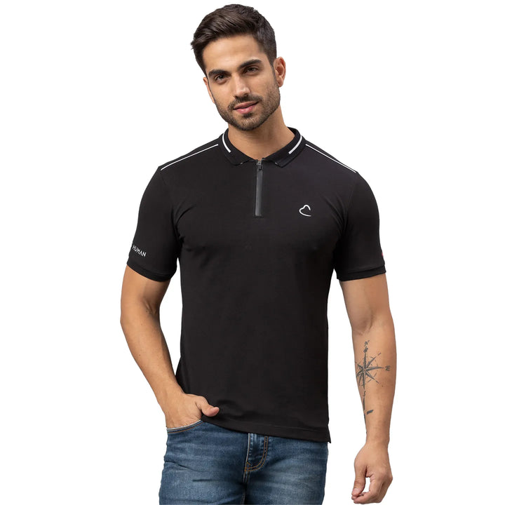 Black Regular Fit Men's Polo T-Shirt