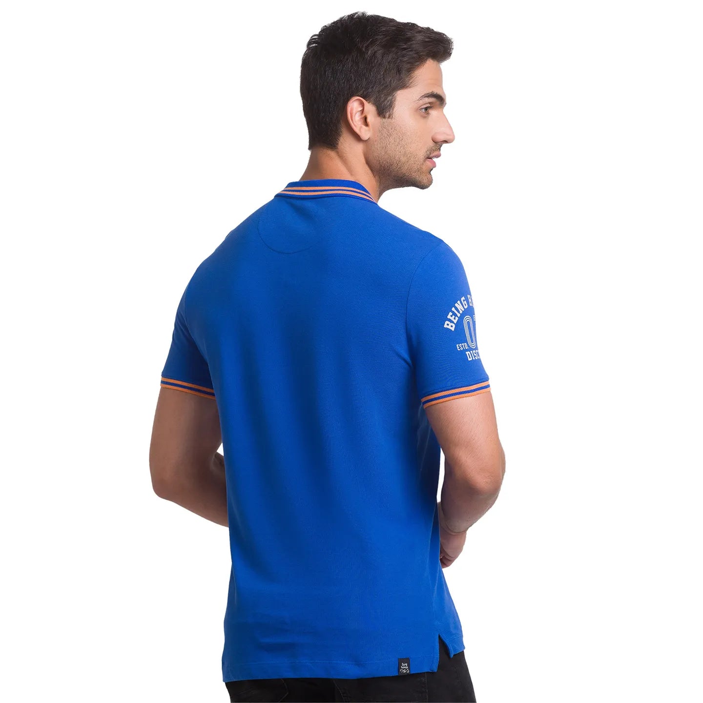 Being Human Clothing Men Slim Fit Polo Neck T-Shirts-Classic Blue