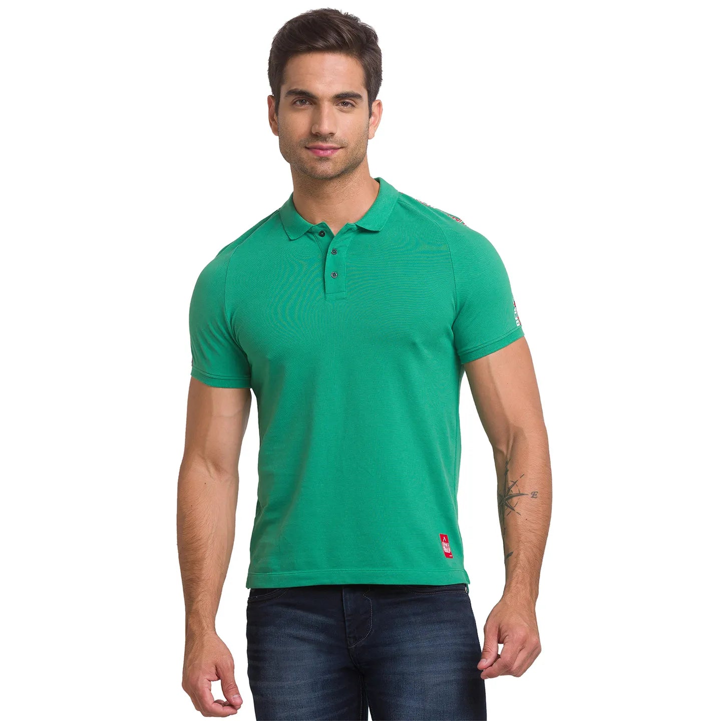 Being Human Clothing Men Regular Fit Polo Neck T-Shirts-Green