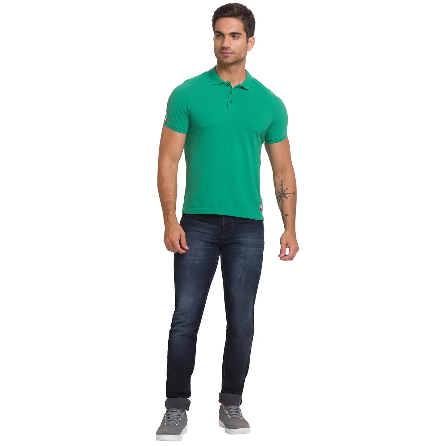 Being Human Clothing Men Regular Fit Polo Neck T-Shirts-Green
