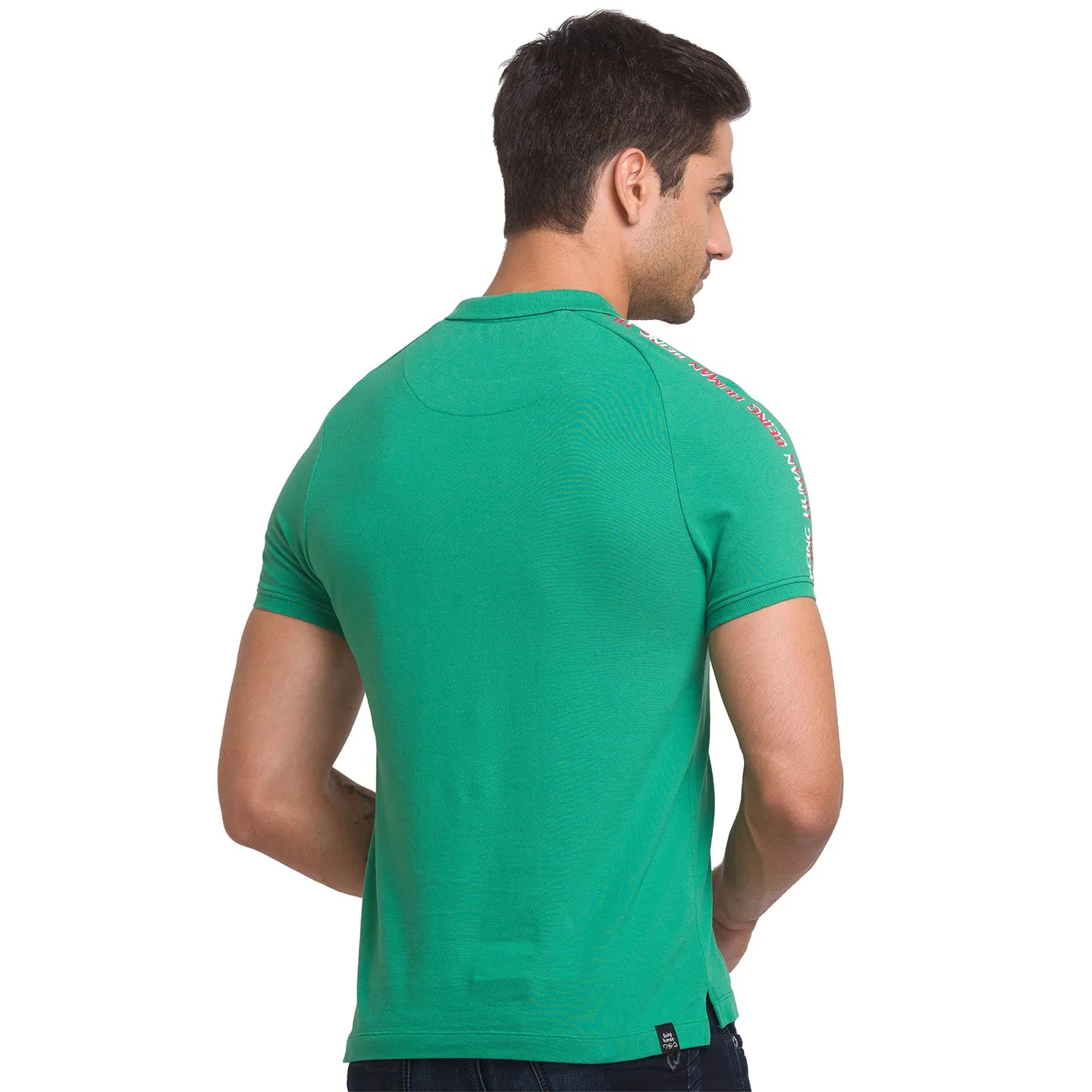 Being Human Clothing Men Regular Fit Polo Neck T-Shirts-Green