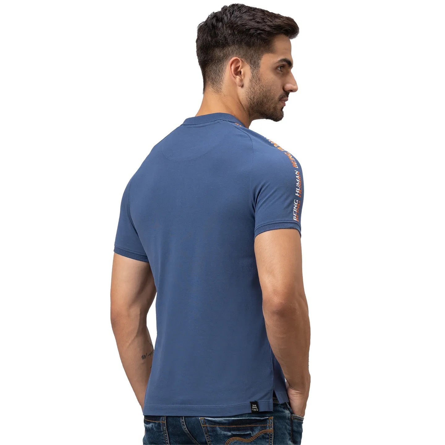 Being Human Clothing Men Regular Fit Polo Neck T-Shirts-Ocean Blue