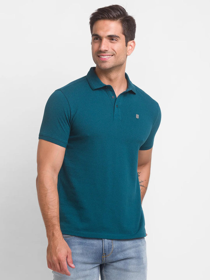 Forest Green Slim Fit Men's Polo T-shirt by Being Human Clothing