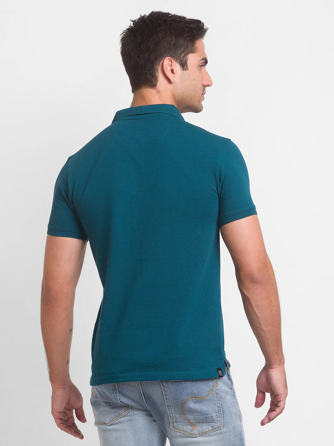 Being Human Clothing Men Regular Fit Polo Neck T-Shirts-Forest Green