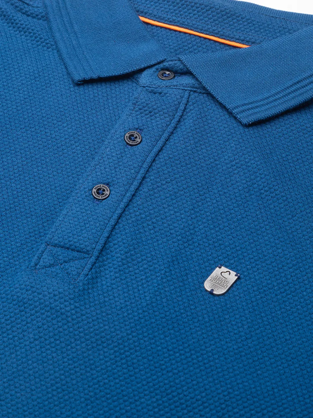 Being Human Clothing Men Regular Fit Polo Neck T-Shirts-Ocean Blue