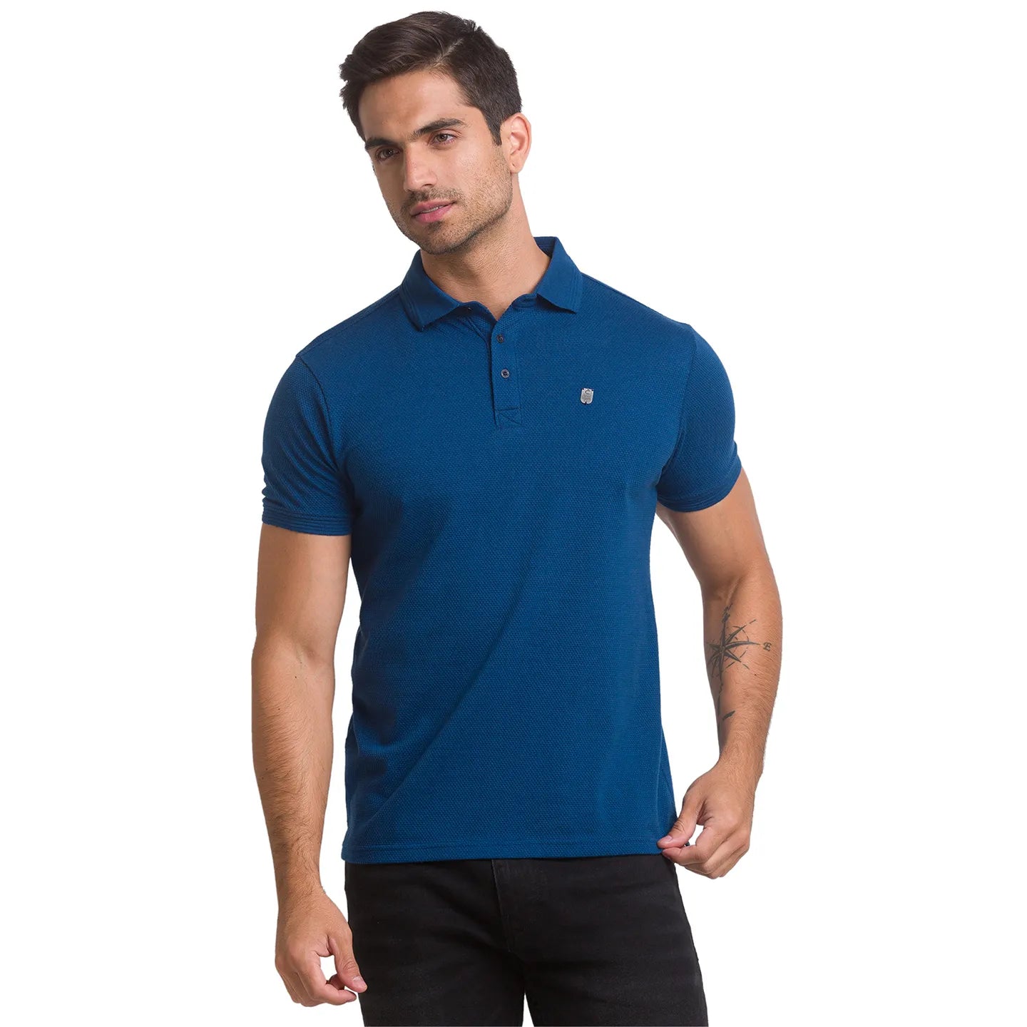 Being Human Clothing Men Regular Fit Polo Neck T-Shirts-Ocean Blue