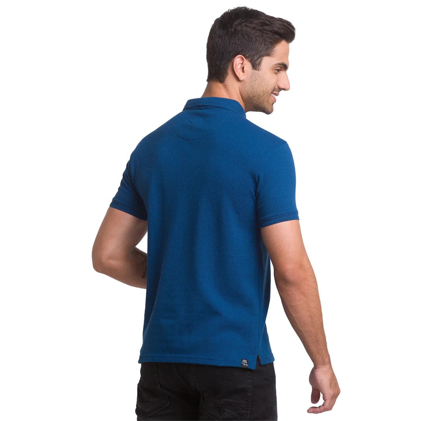 Being Human Clothing Men Regular Fit Polo Neck T-Shirts-Ocean Blue