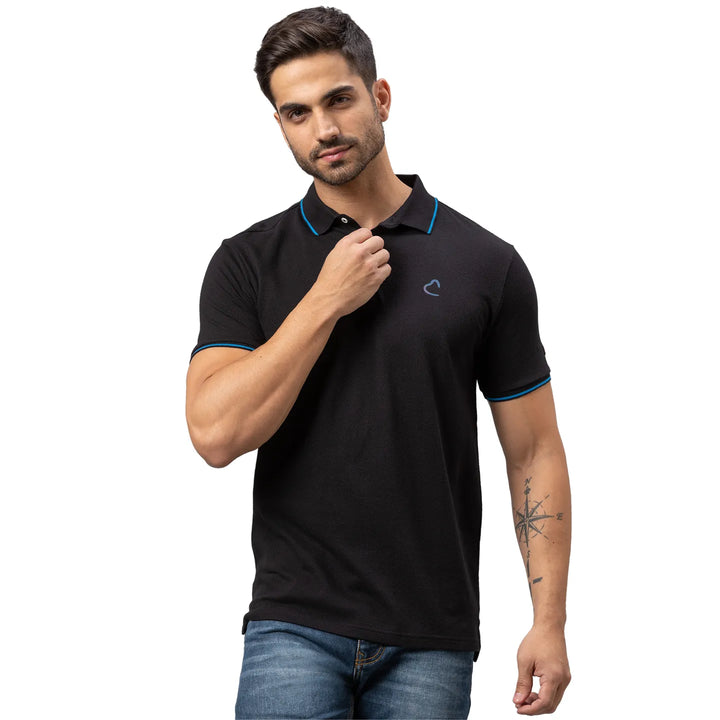 Black Regular Fit Men's Polo T-Shirt