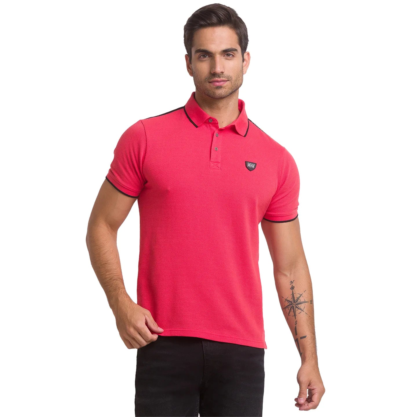 Red Regular Fit Men's Polo T-Shirt by Being Human Clothing
