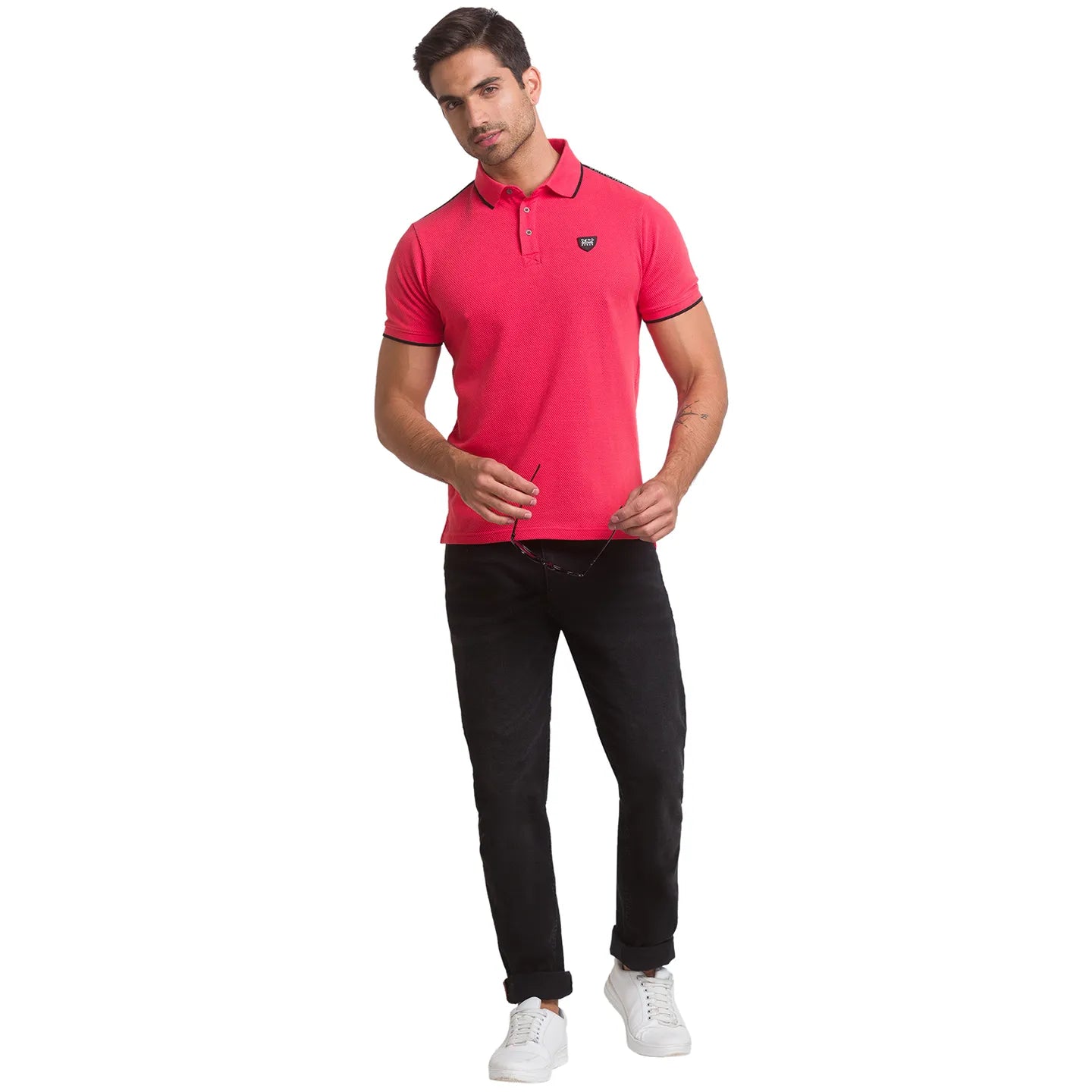 Red Regular Fit Men's Polo T-Shirt by Being Human Clothing