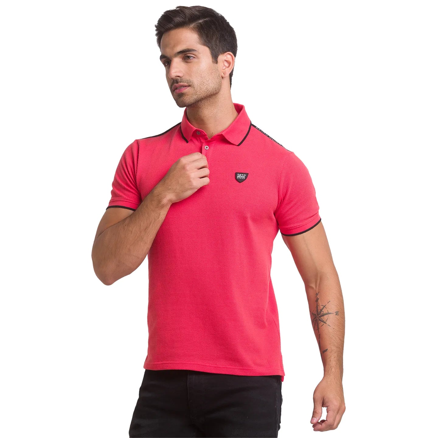 Red Regular Fit Men's Polo T-Shirt by Being Human Clothing