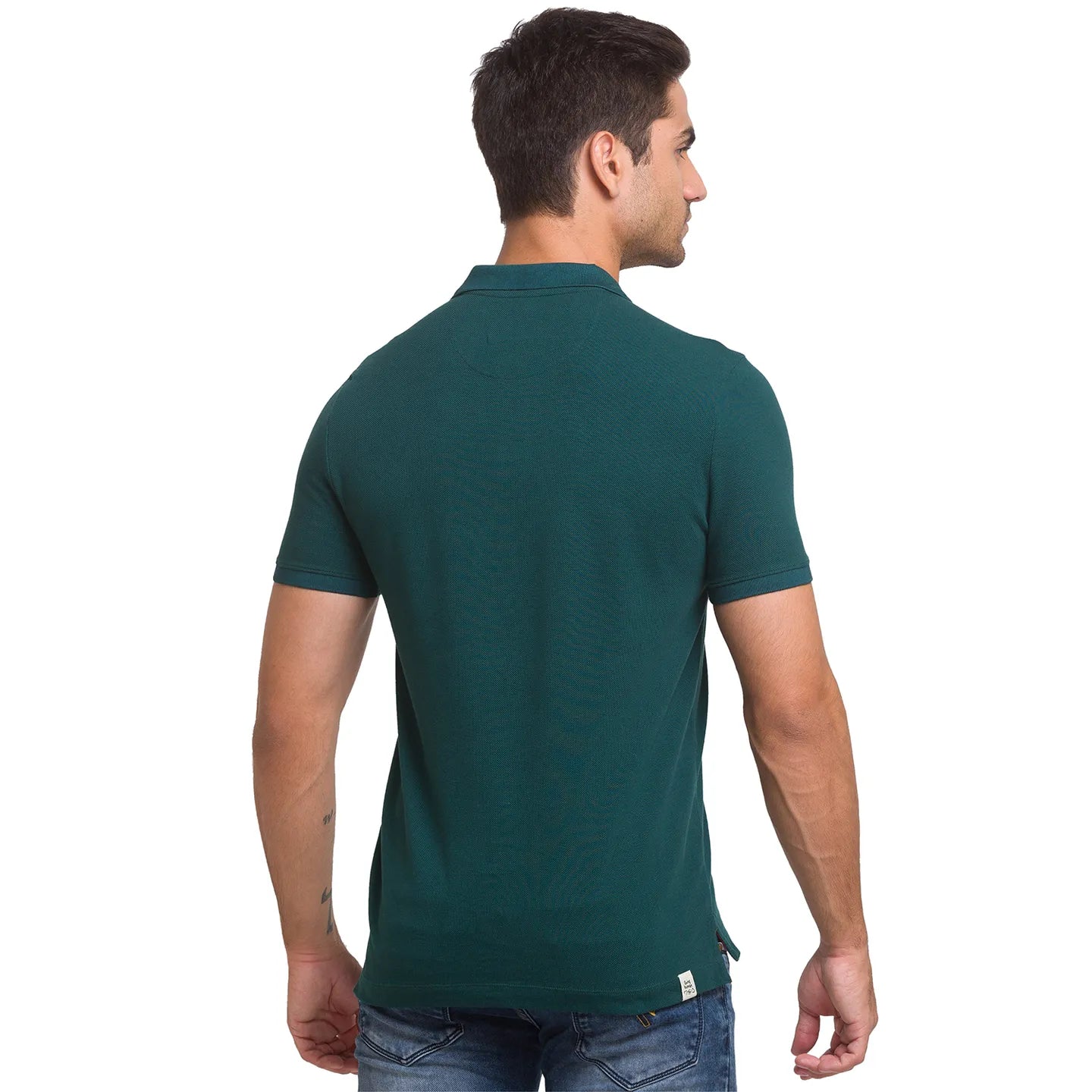 Green Slim Straight Fit Men's Polo T-Shirt by Being Human Clothing