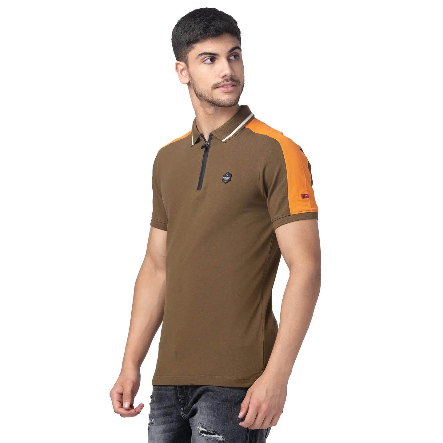 Being Human Clothing Men Regular Fit Polo Neck T-Shirts-Dk.Olive