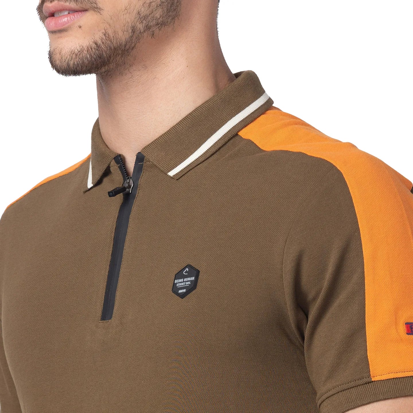 Being Human Clothing Men Regular Fit Polo Neck T-Shirts-Dk.Olive