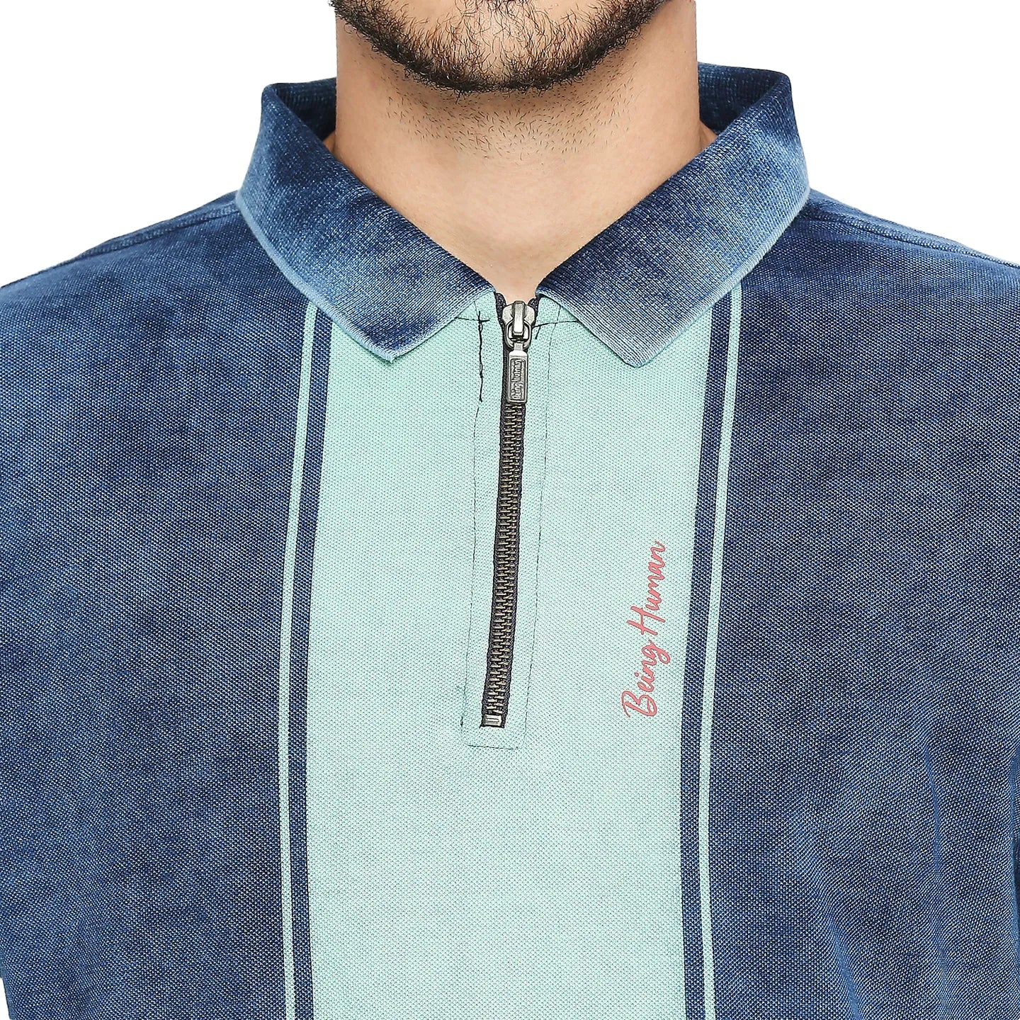 Being Human Clothing Men Regular Fit Polo Neck T-Shirts-Indigo