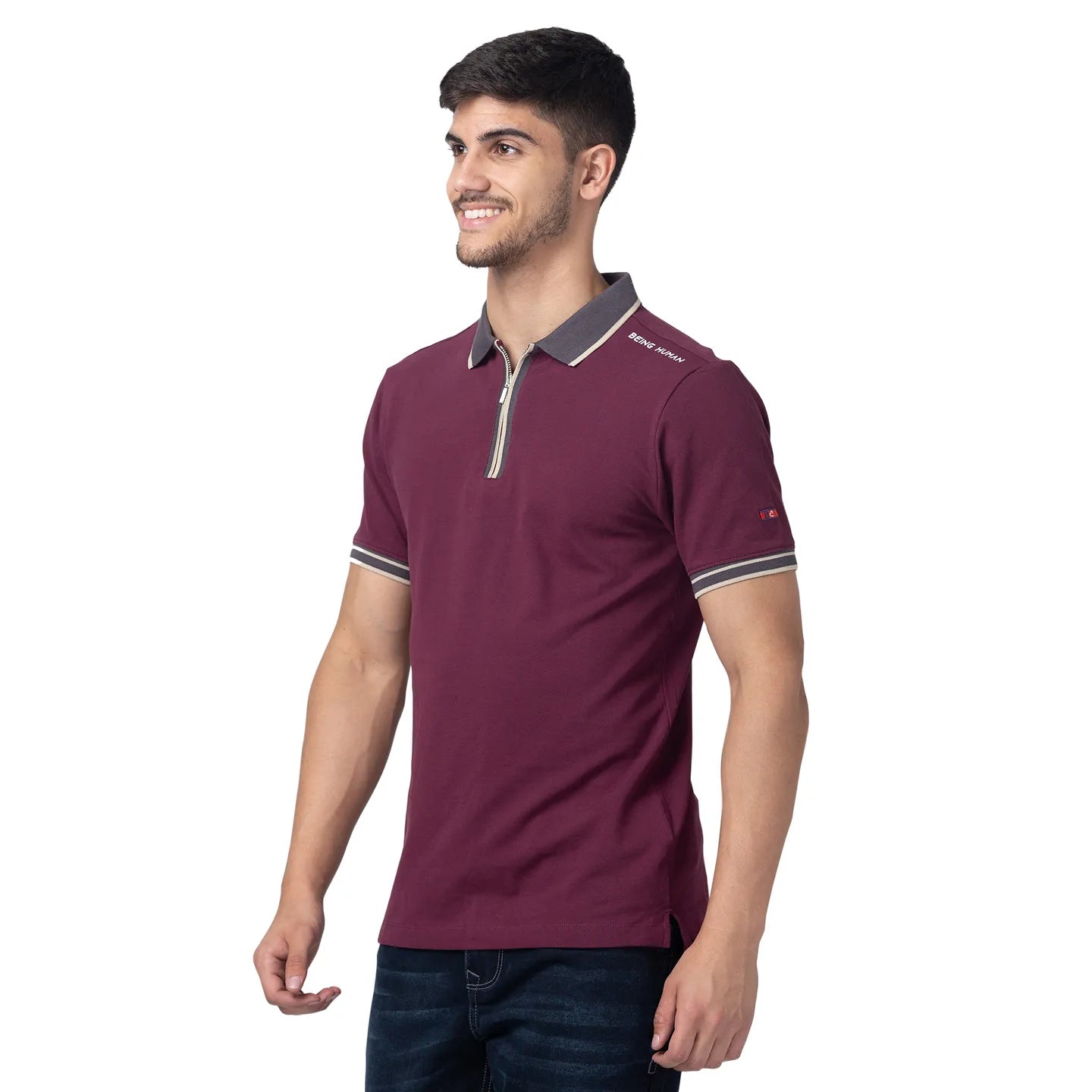 Being Human Clothing Men Regular Fit Polo Neck T-Shirts-Fig