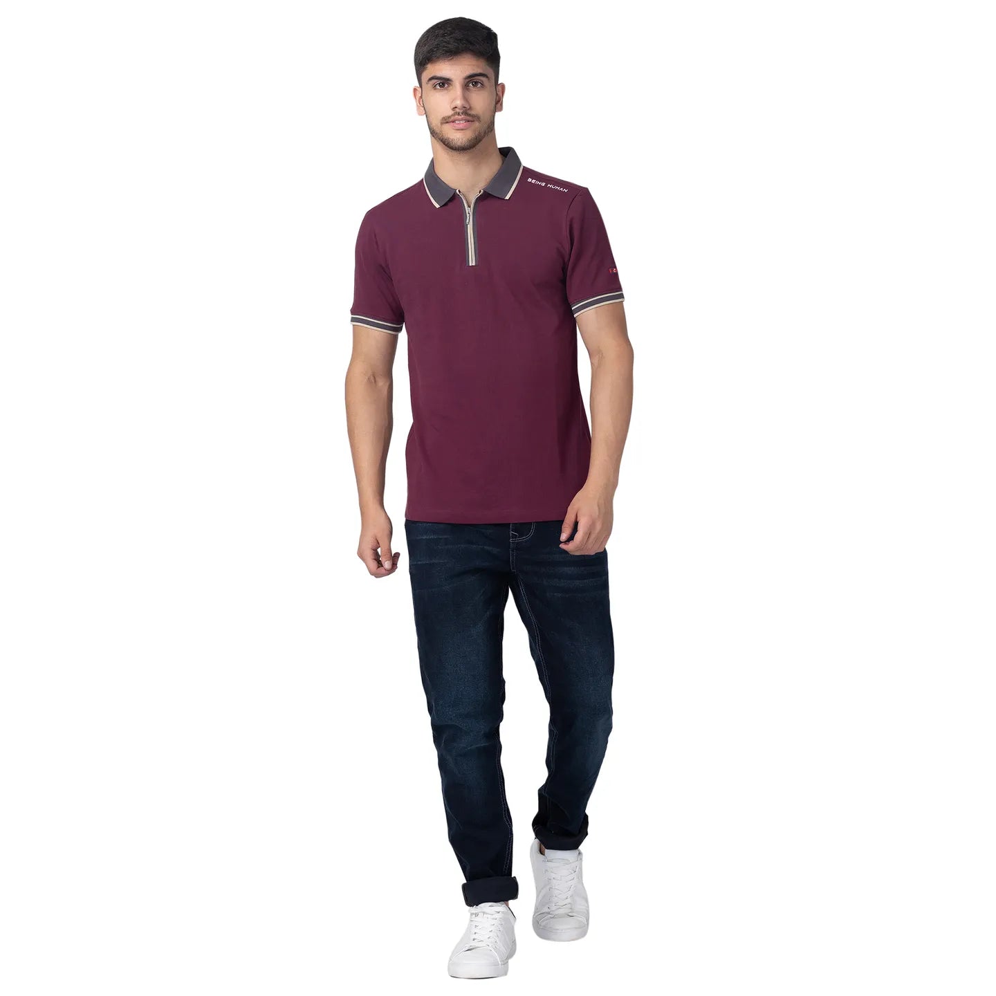 Being Human Clothing Men Regular Fit Polo Neck T-Shirts-Fig