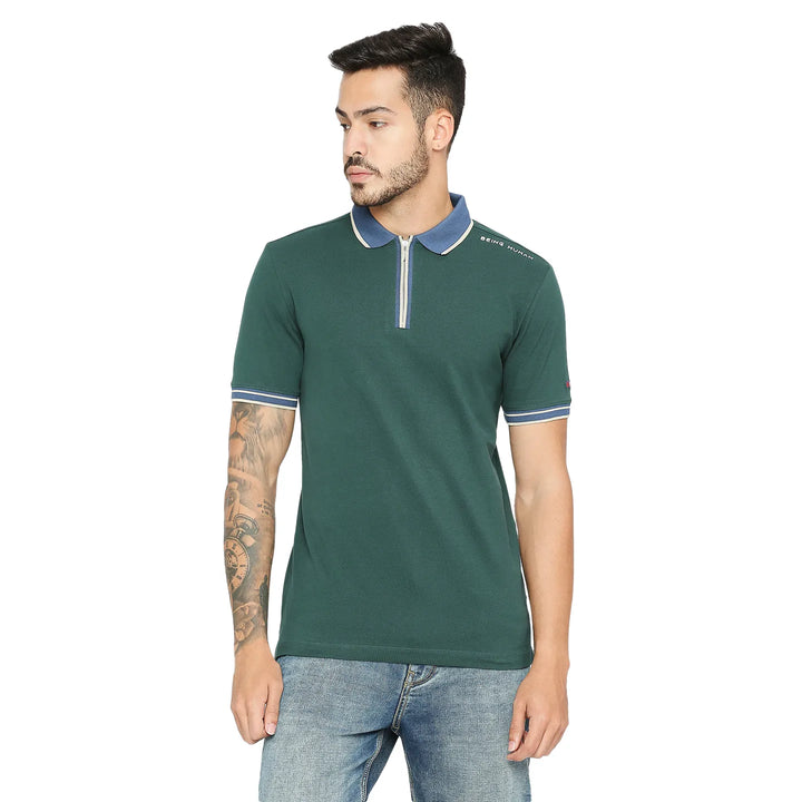 Forest Green Regular Fit Men's Polo T-Shirt