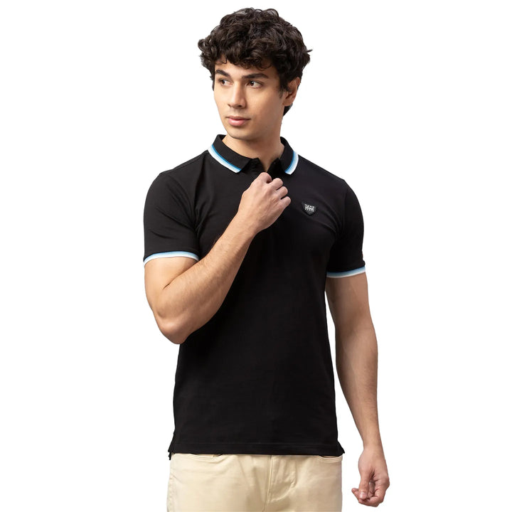 Black Regular Fit Men's Polo T-Shirt