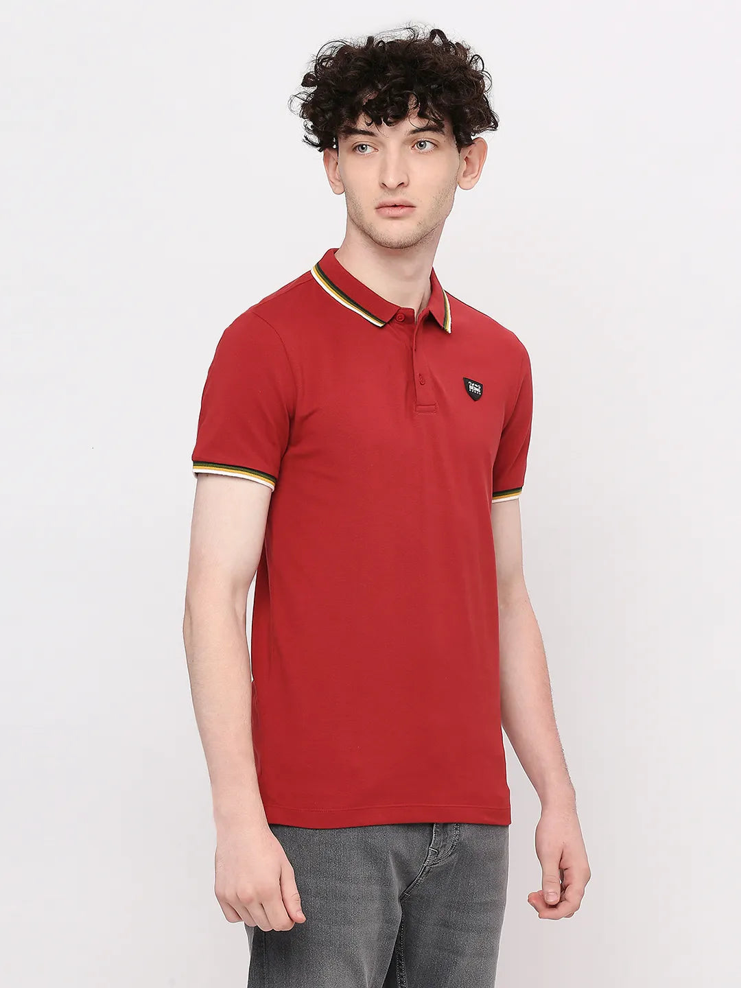 Being Human Clothing Men Regular Fit Polo Neck T-Shirts-Brick