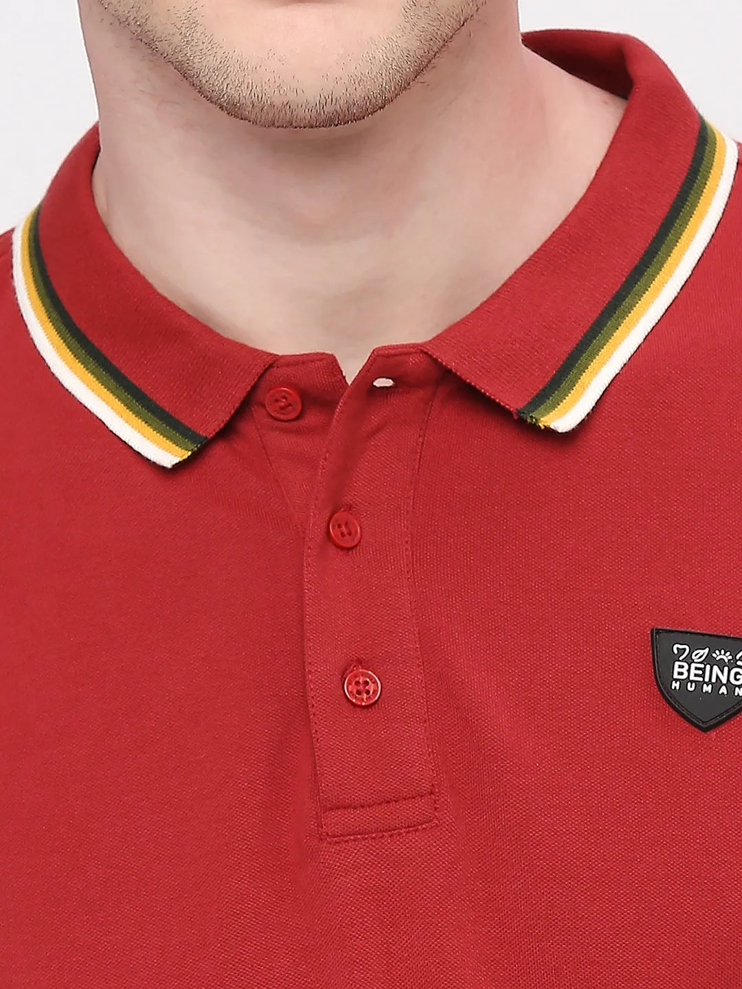 Being Human Clothing Men Regular Fit Polo Neck T-Shirts-Brick