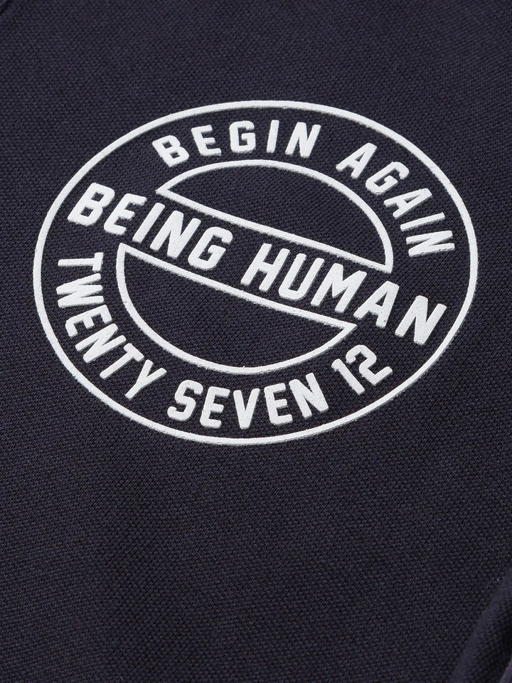 Black Regular Fit Men's Polo T-Shirt by Being Human Clothing