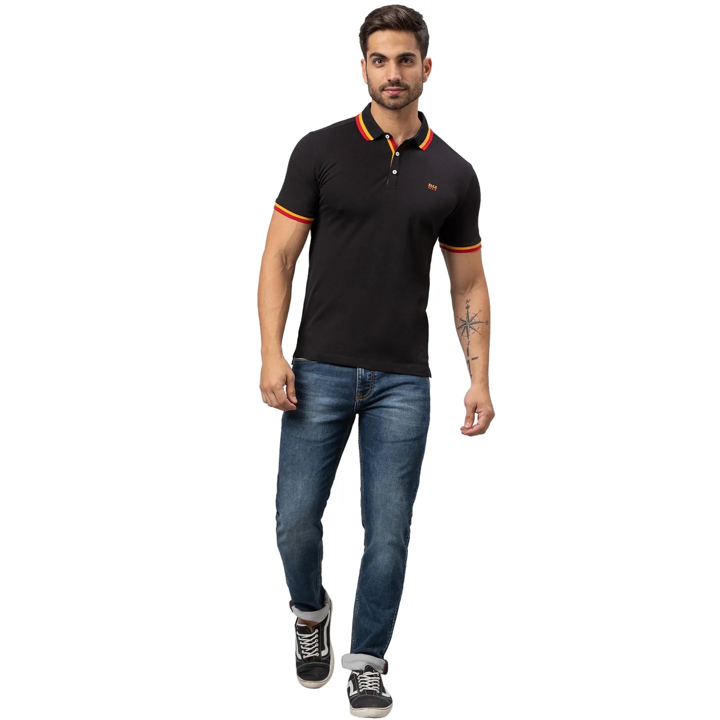 Being Human Clothing Men Regular Fit Polo Neck T-Shirts-Black
