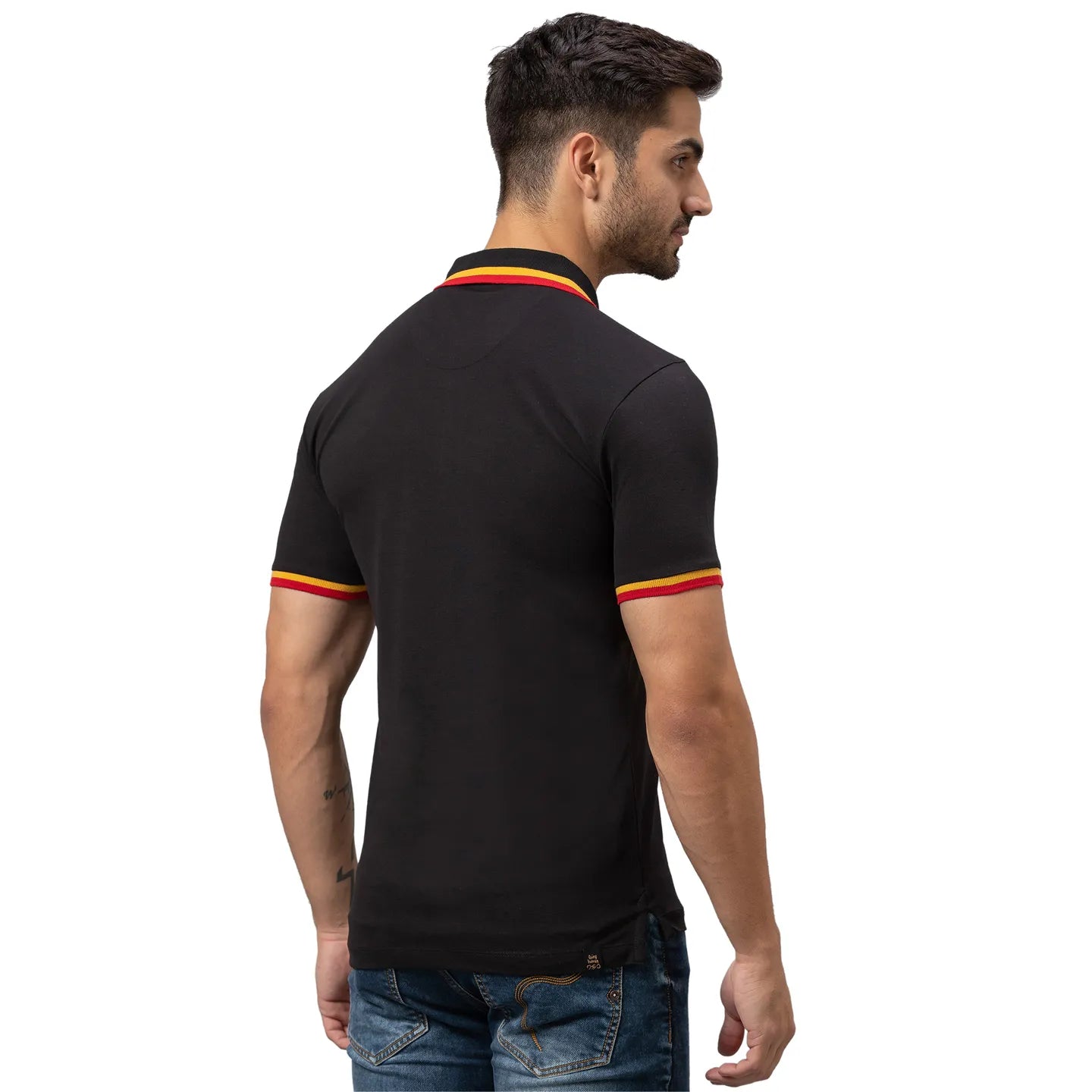 Being Human Clothing Men Regular Fit Polo Neck T-Shirts-Black
