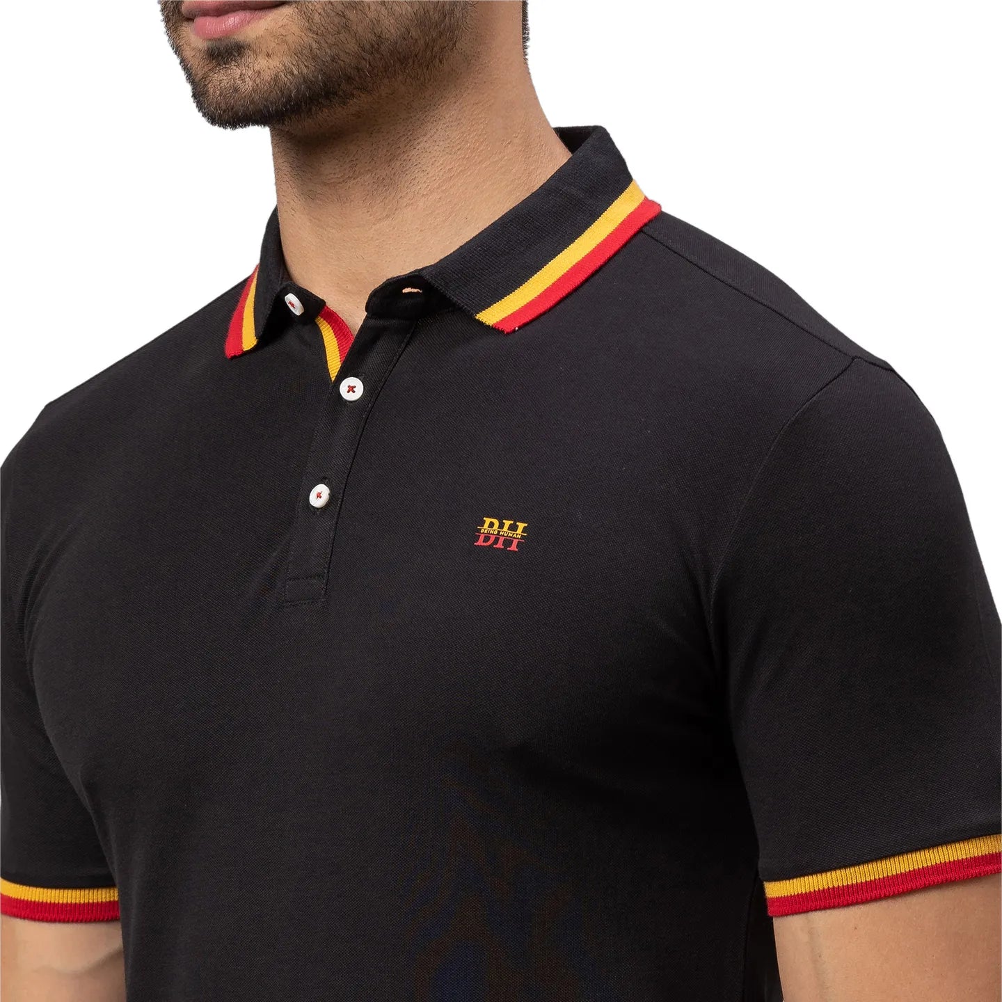 Being Human Clothing Men Regular Fit Polo Neck T-Shirts-Black