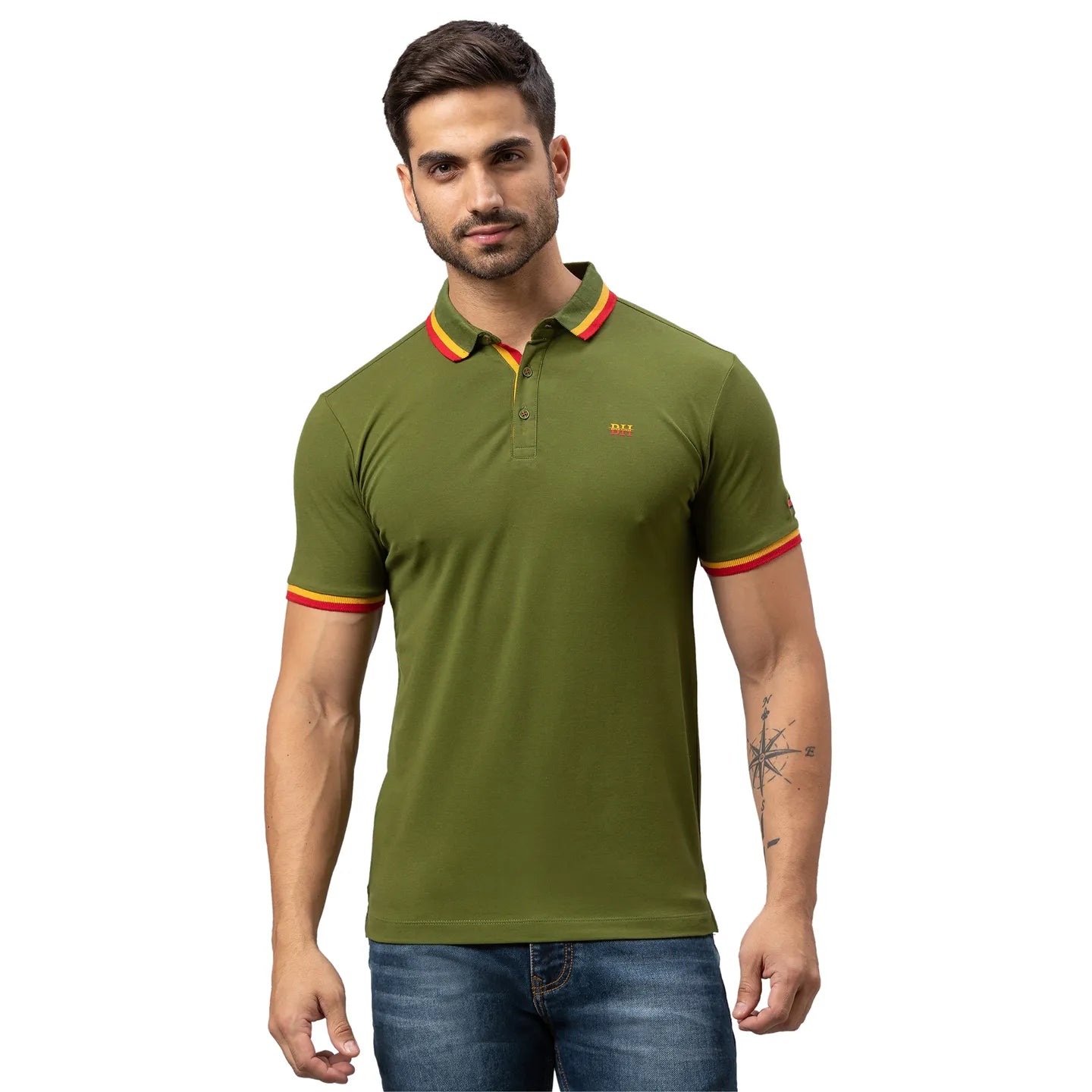 Being Human Clothing Men Regular Fit Polo Neck T-Shirts-Cypress