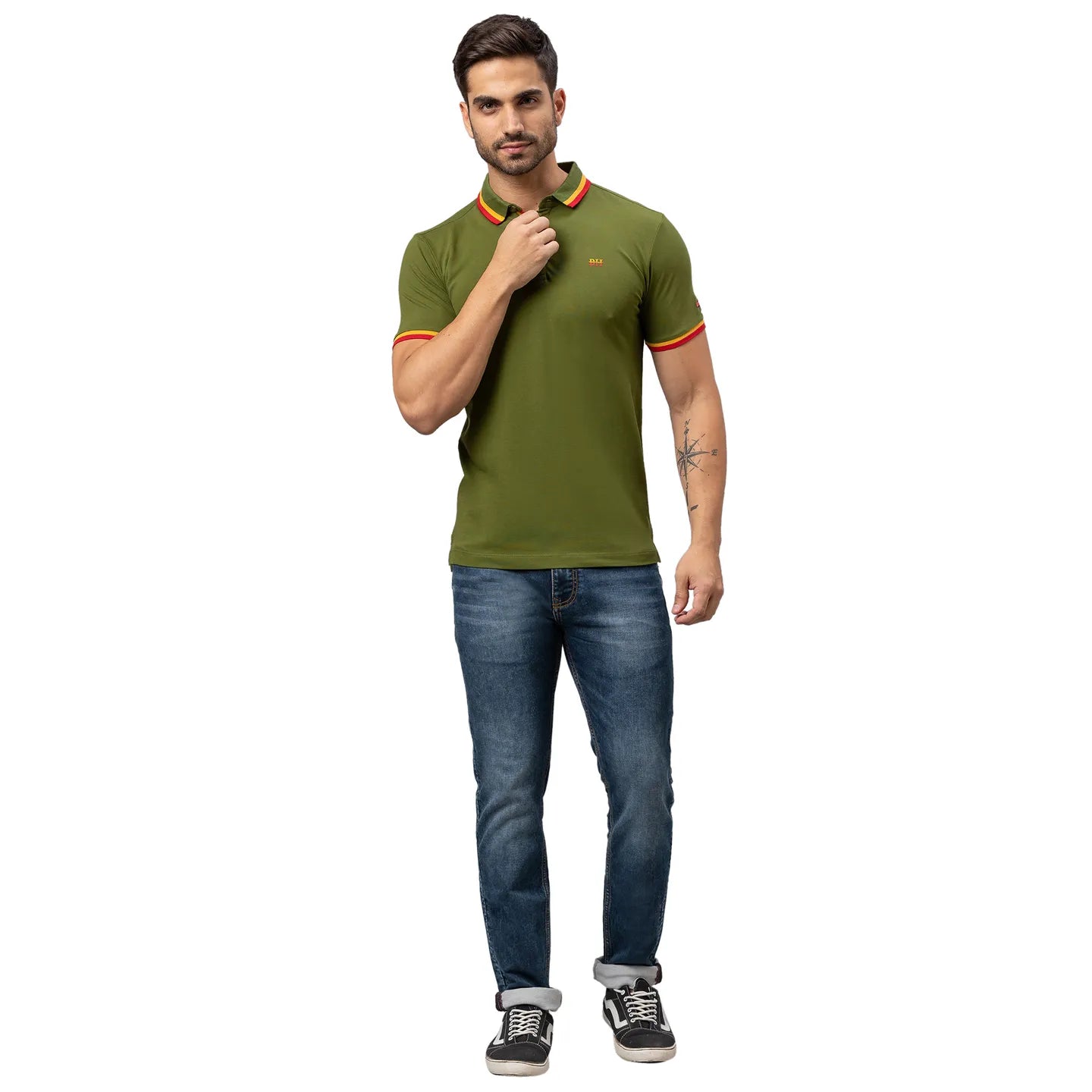 Being Human Clothing Men Regular Fit Polo Neck T-Shirts-Cypress