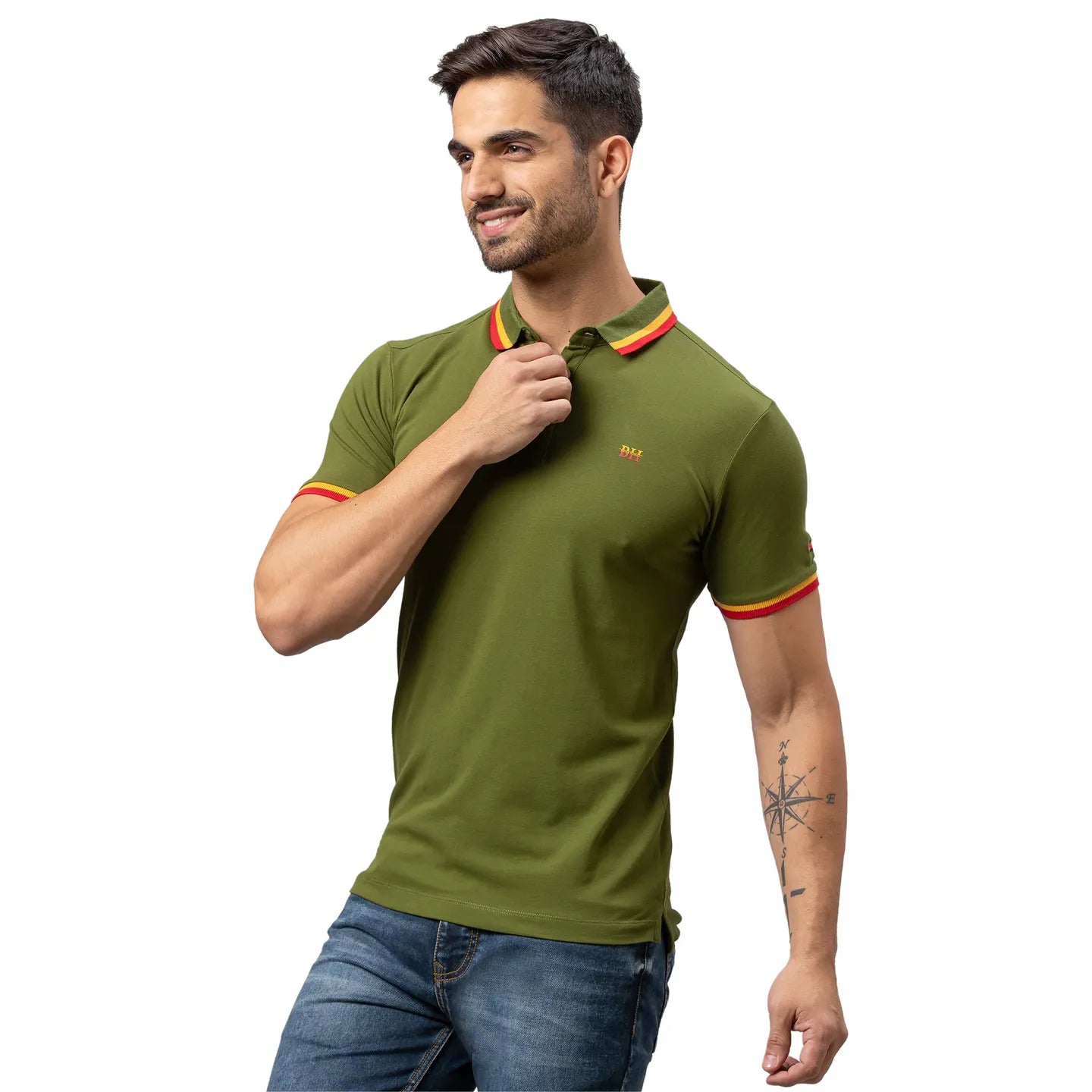 Being Human Clothing Men Regular Fit Polo Neck T-Shirts-Cypress