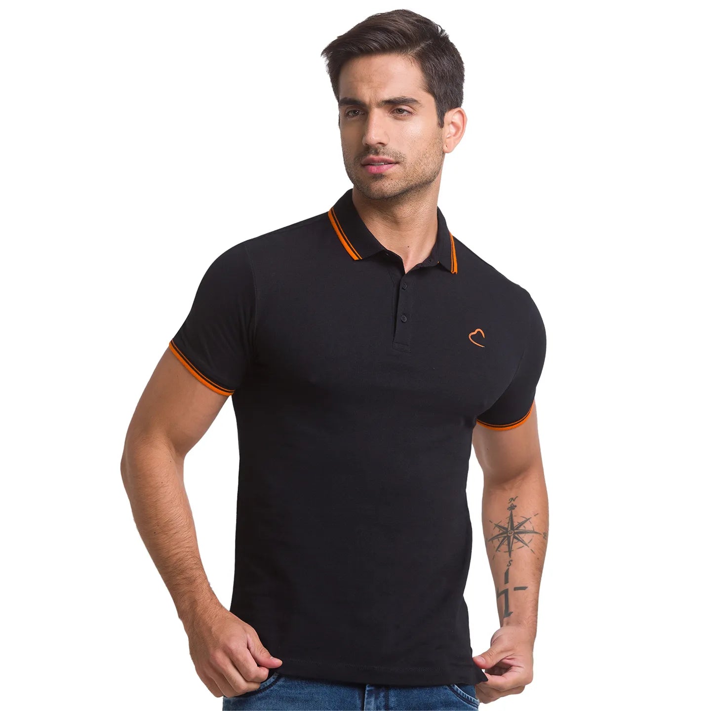 Being Human Clothing Men Regular Fit Polo Neck T-Shirts-Black
