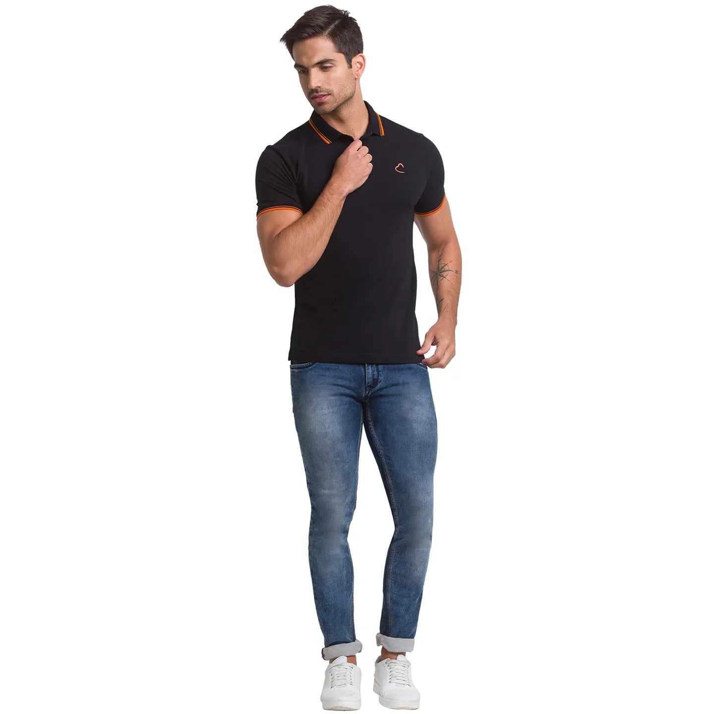 Being Human Clothing Men Regular Fit Polo Neck T-Shirts-Black