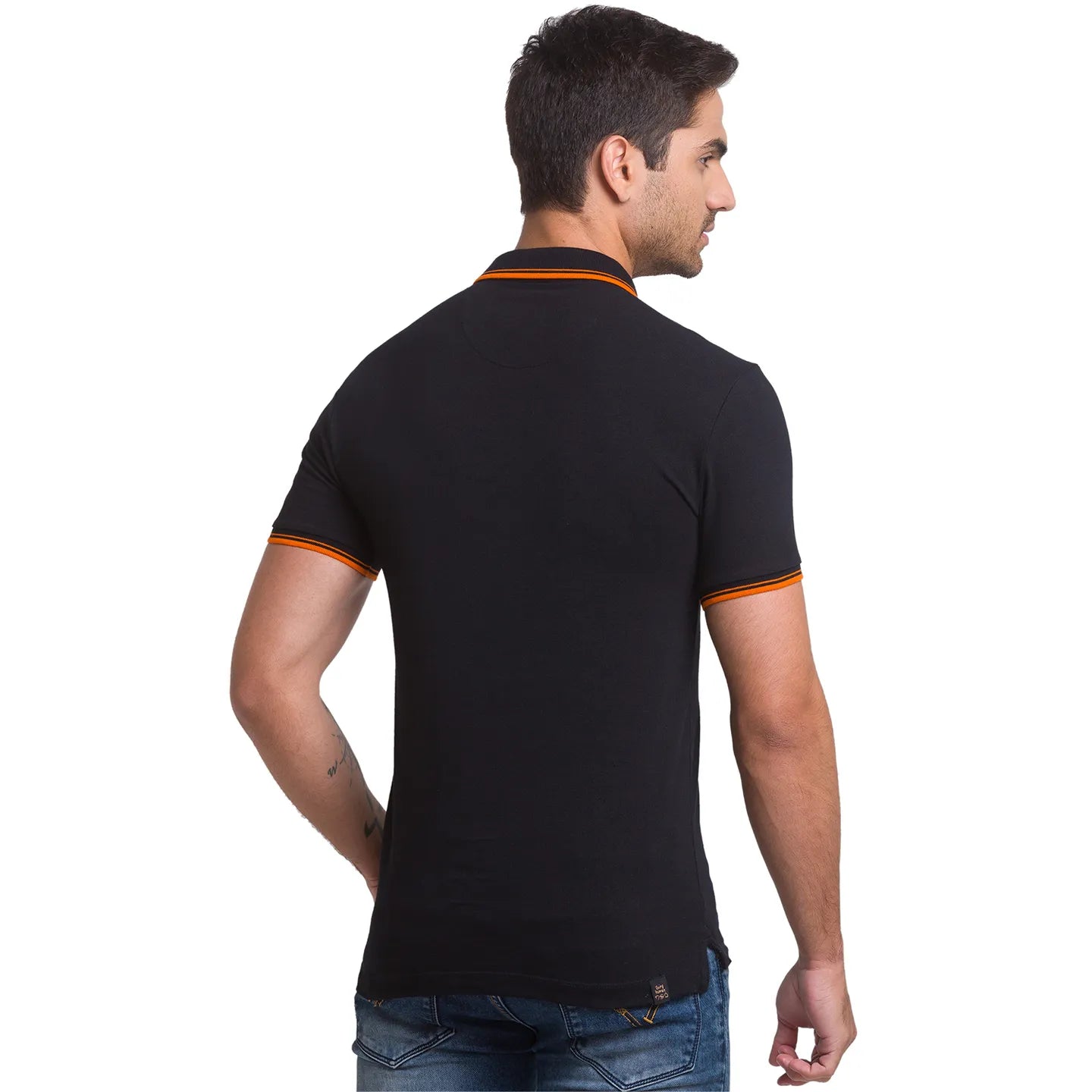 Being Human Clothing Men Regular Fit Polo Neck T-Shirts-Black