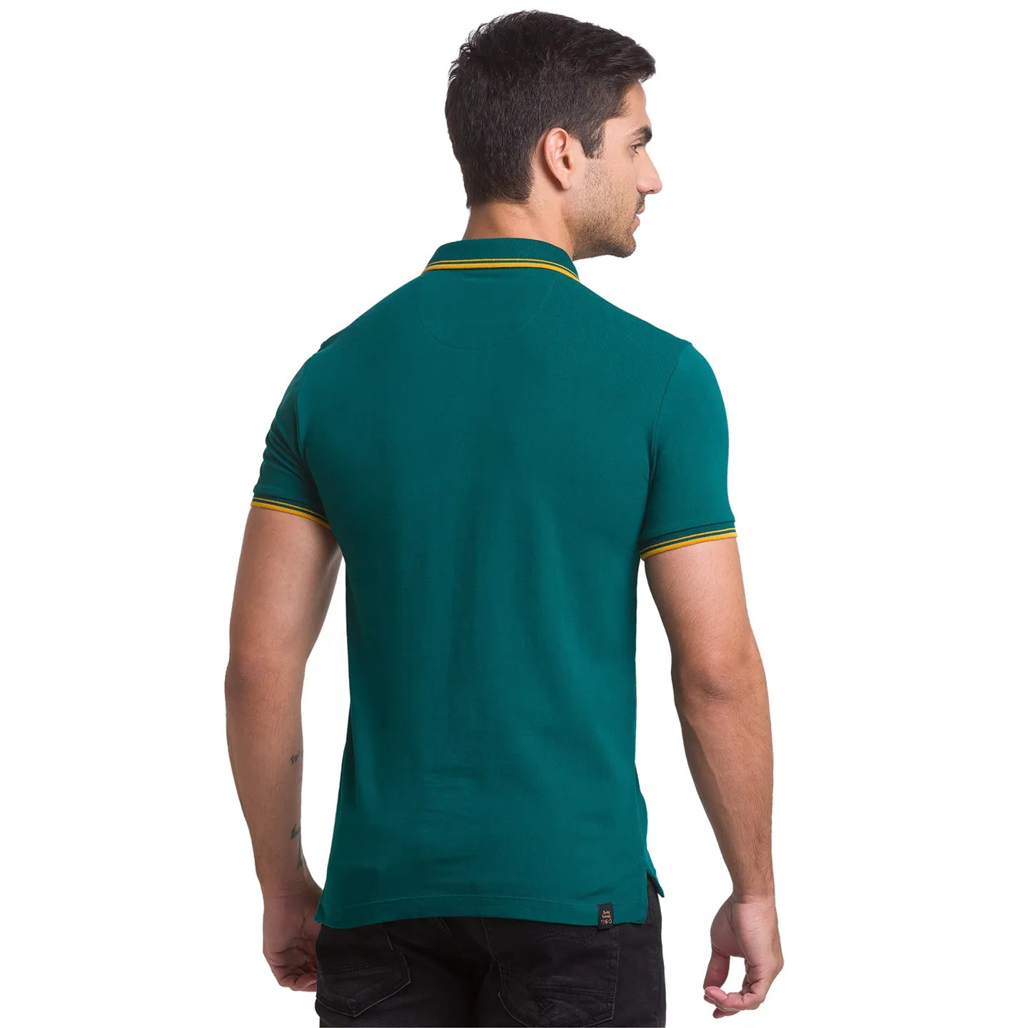 Being Human Clothing Men Regular Fit Polo Neck T-Shirts-Forest Green