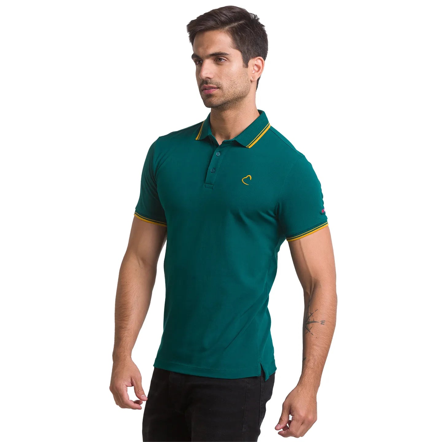 Being Human Clothing Men Regular Fit Polo Neck T-Shirts-Forest Green