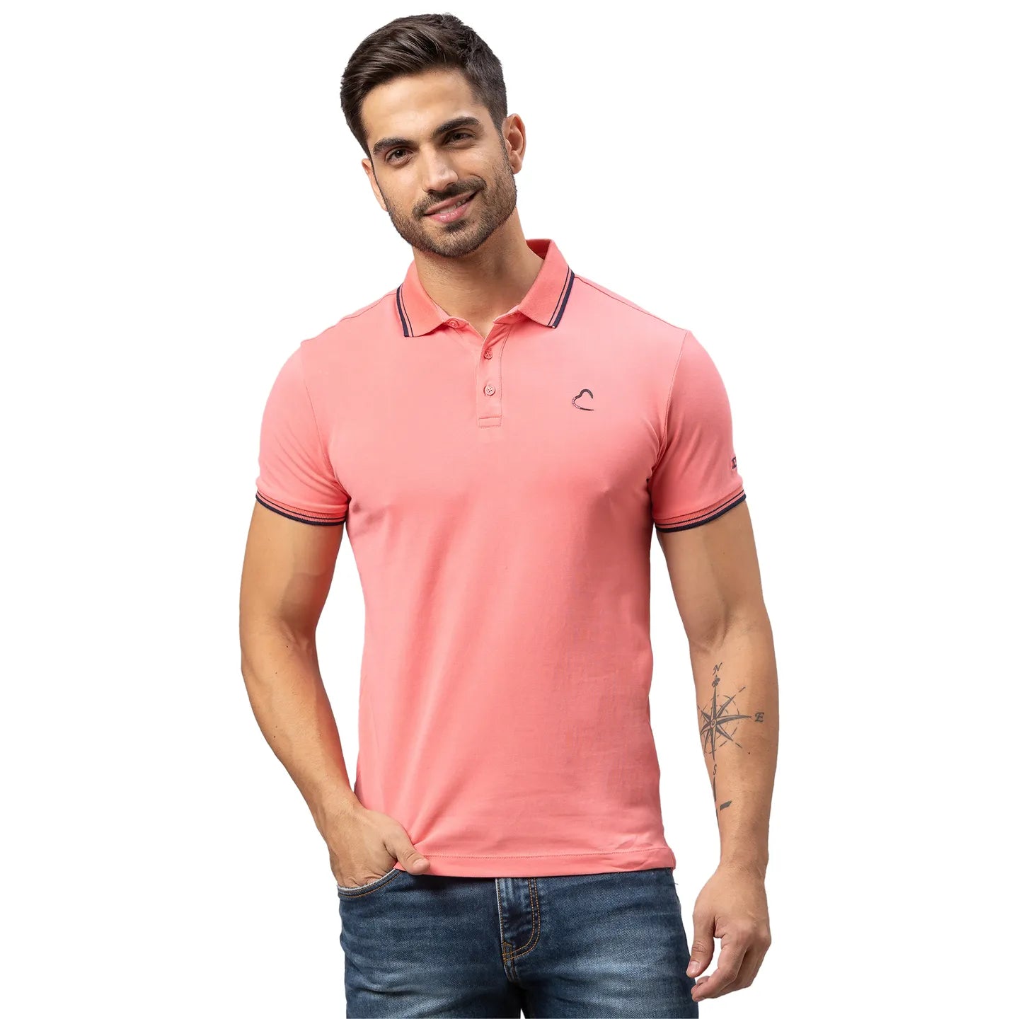 Being Human Clothing Men Regular Fit Polo Neck T-Shirts-Terracotta